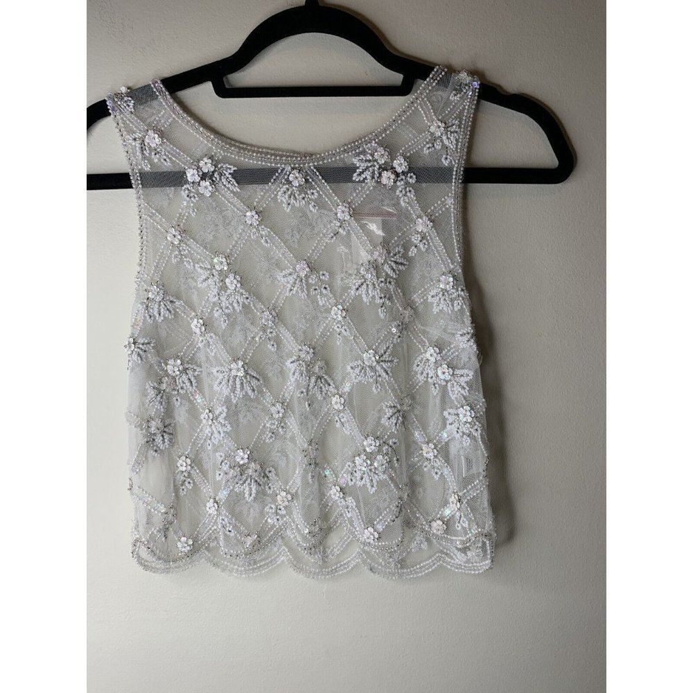 BHLDN Moyna Embellished Bridal Holland Topper Top Tank Great Layering Size M - Picture 4 of 8